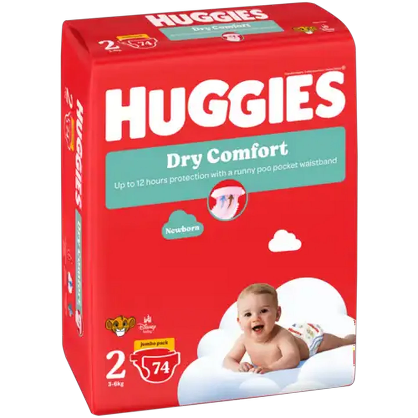 Image of Huggies Dry Comfort Size 2 Disposable Nappies 74 Pack