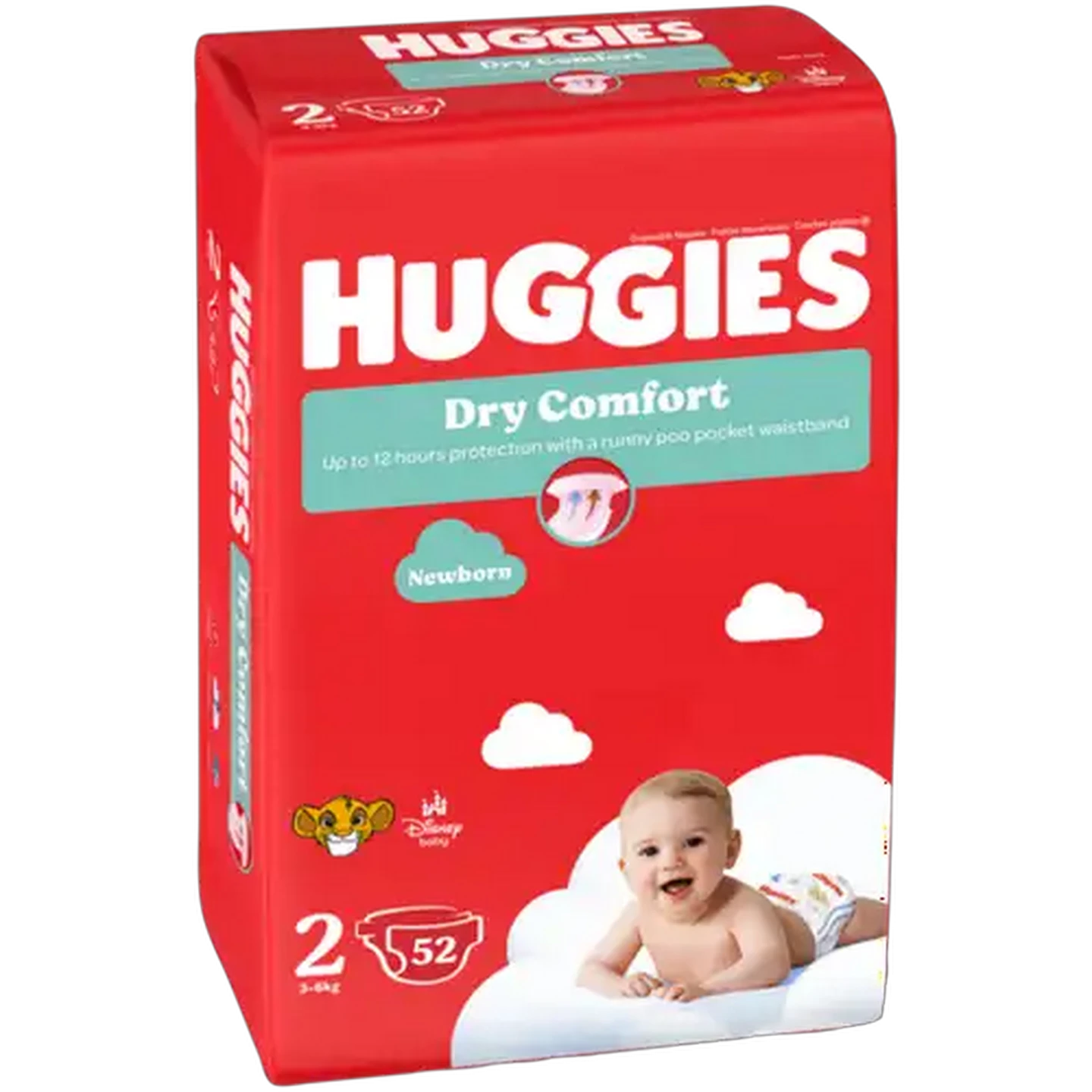 Image of Huggies Dry Comfort Size 2 Disposable Nappies 52 Pack