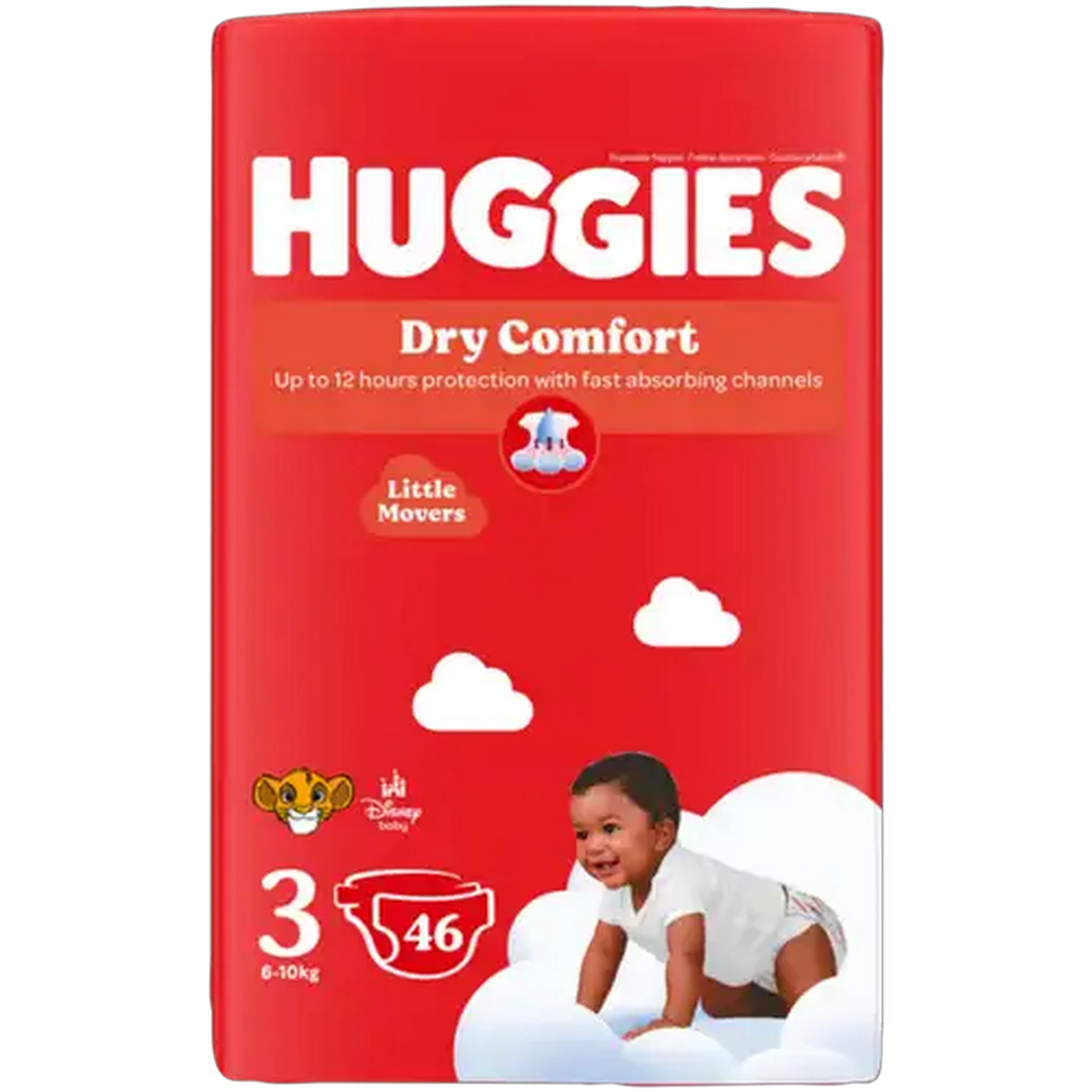 Image of Huggies Dry Comfort Size 3 Disposable Nappies 46 Pack