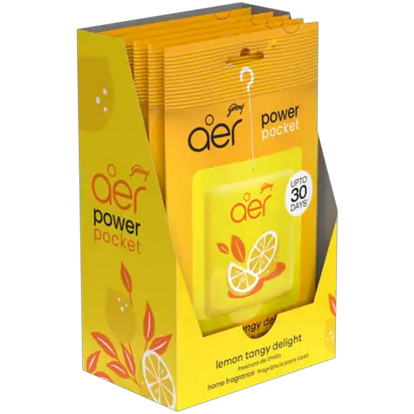 Image of Godrej Aer Lemon Tangy Delight Power Pocket Home Fragrance 6 x 10g