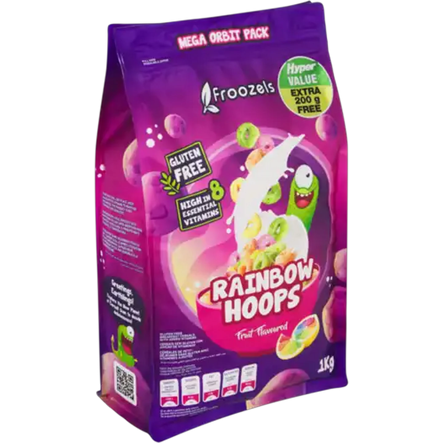 Image of Froozels Fruit Flavoured Rainbow Hoops Cereal 1.2kg