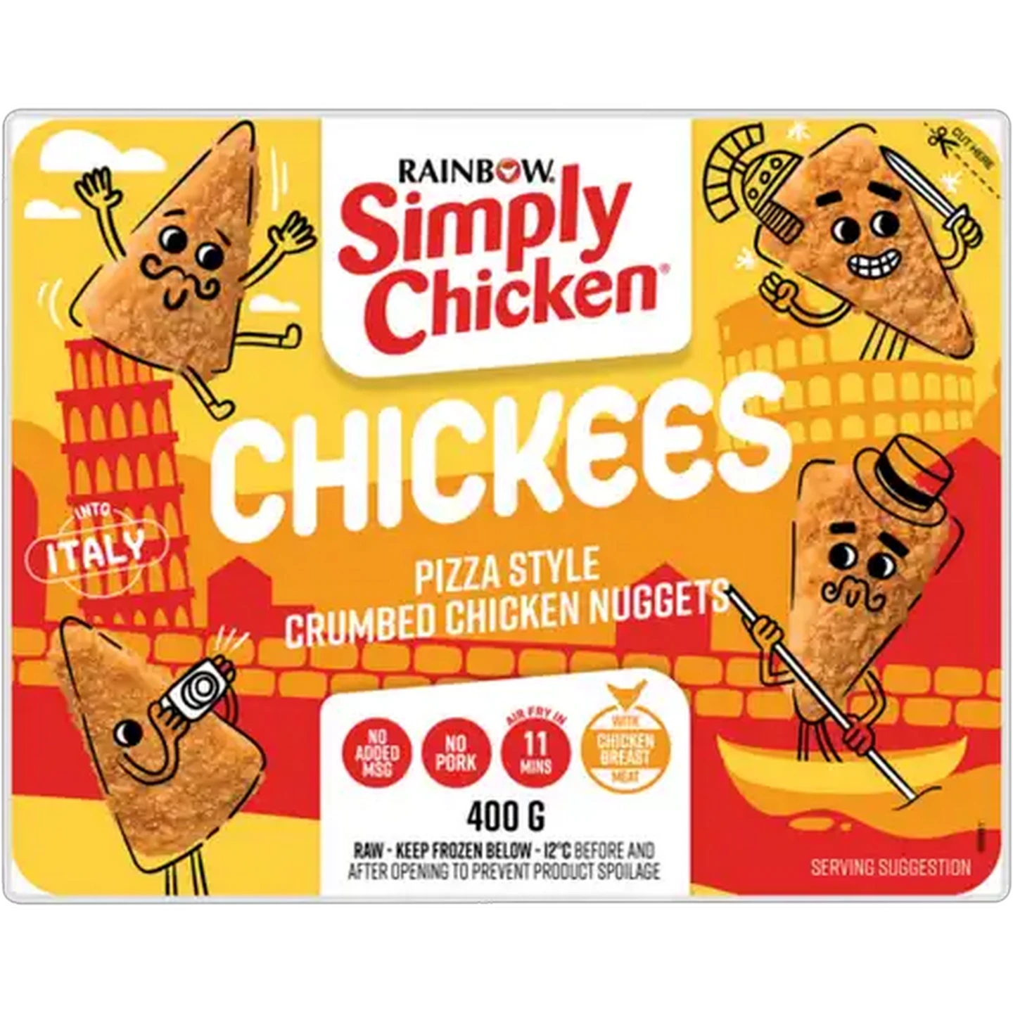 Image of RAINBOW Simply Chicken Frozen Chickees Pizza Style Crumbed Chicken Nuggets 400g