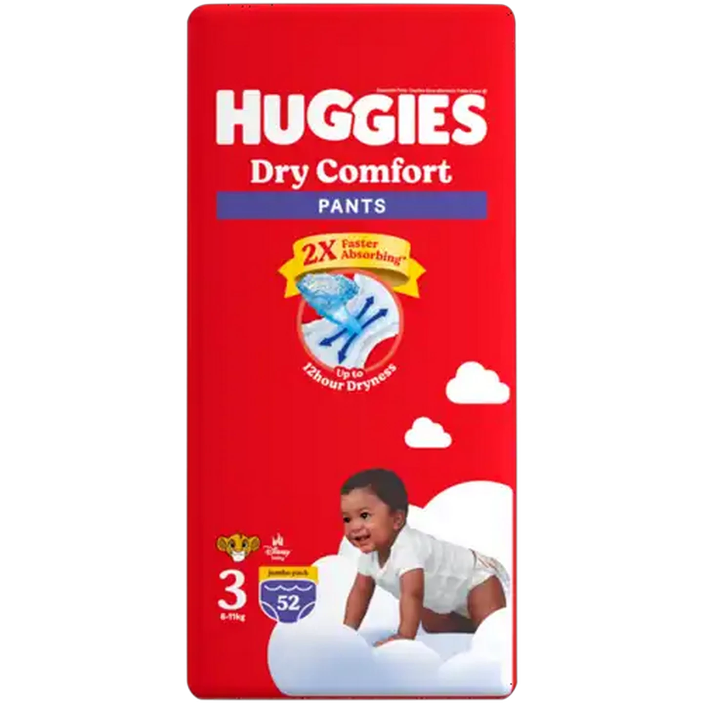 Image of Huggies Dry Comfort Size 3 Disposable Nappy Pants 52 Pack