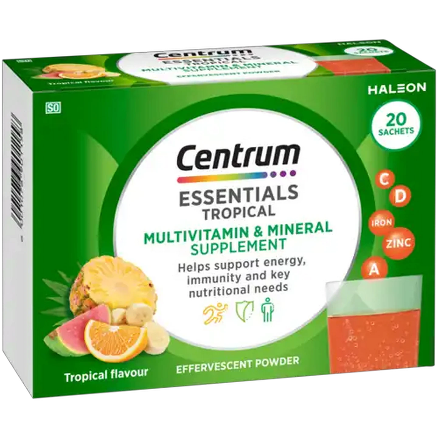 Image of Centrum Tropical Flavour Essentials Multivitamin & Mineral Supplement Effervescent Powder 20 Pack