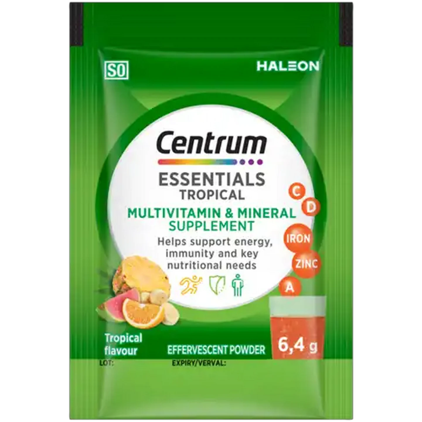 Image of Centrum Tropical Flavour Essentials Multivitamin & Mineral Supplement Effervescent Powder 20 Pack