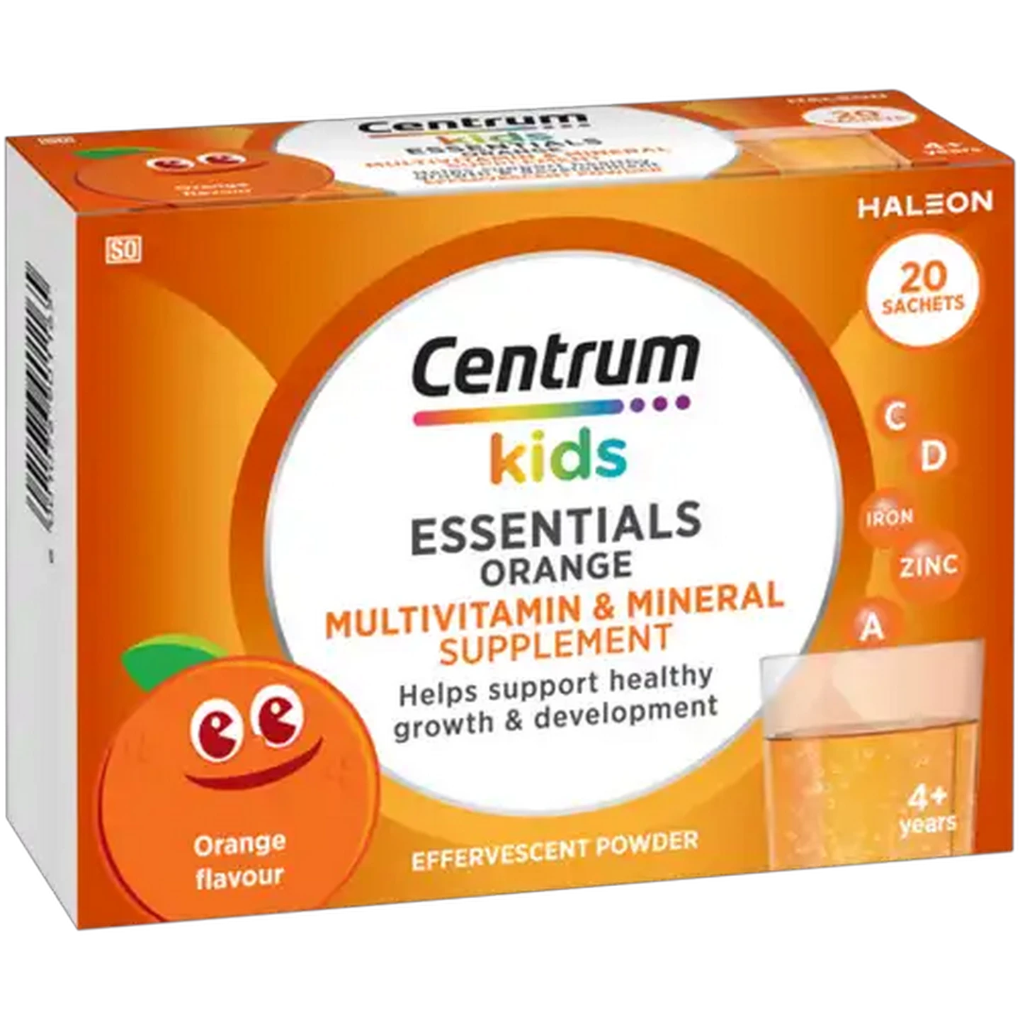 Image of Centrum Kids Orange Flavour Essentials Multivitamin & Mineral Supplement Effervescent Powder 20 Pack