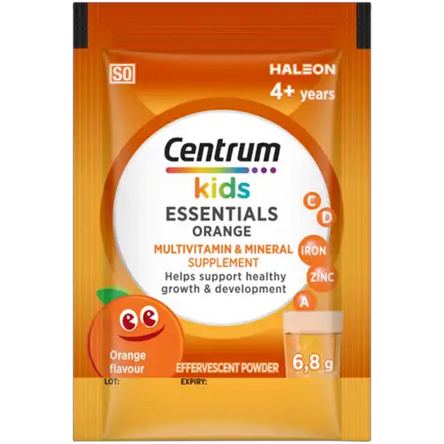 Image of Centrum Kids Orange Flavour Essentials Multivitamin & Mineral Supplement Effervescent Powder 20 Pack
