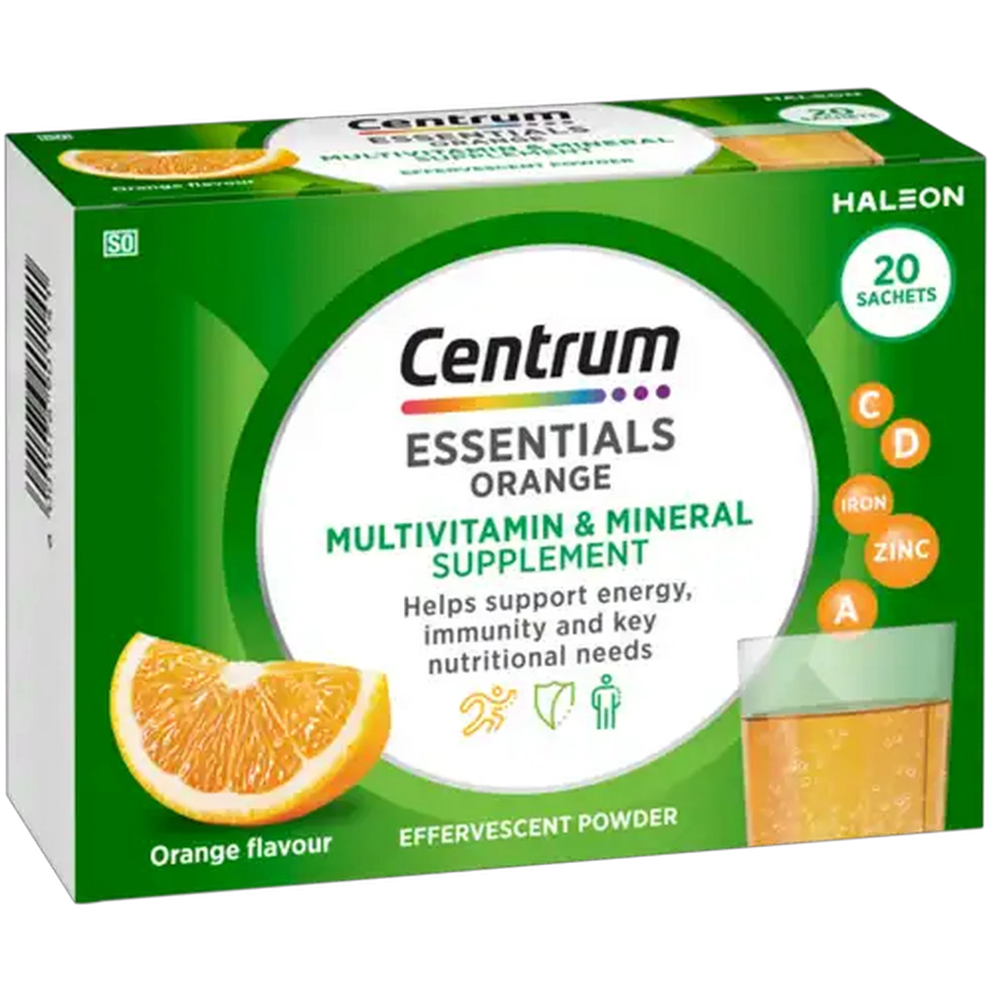 Image of Centrum Orange Flavour Essentials Multivitamin & Mineral Supplement Effervescent Powder 20 Pack