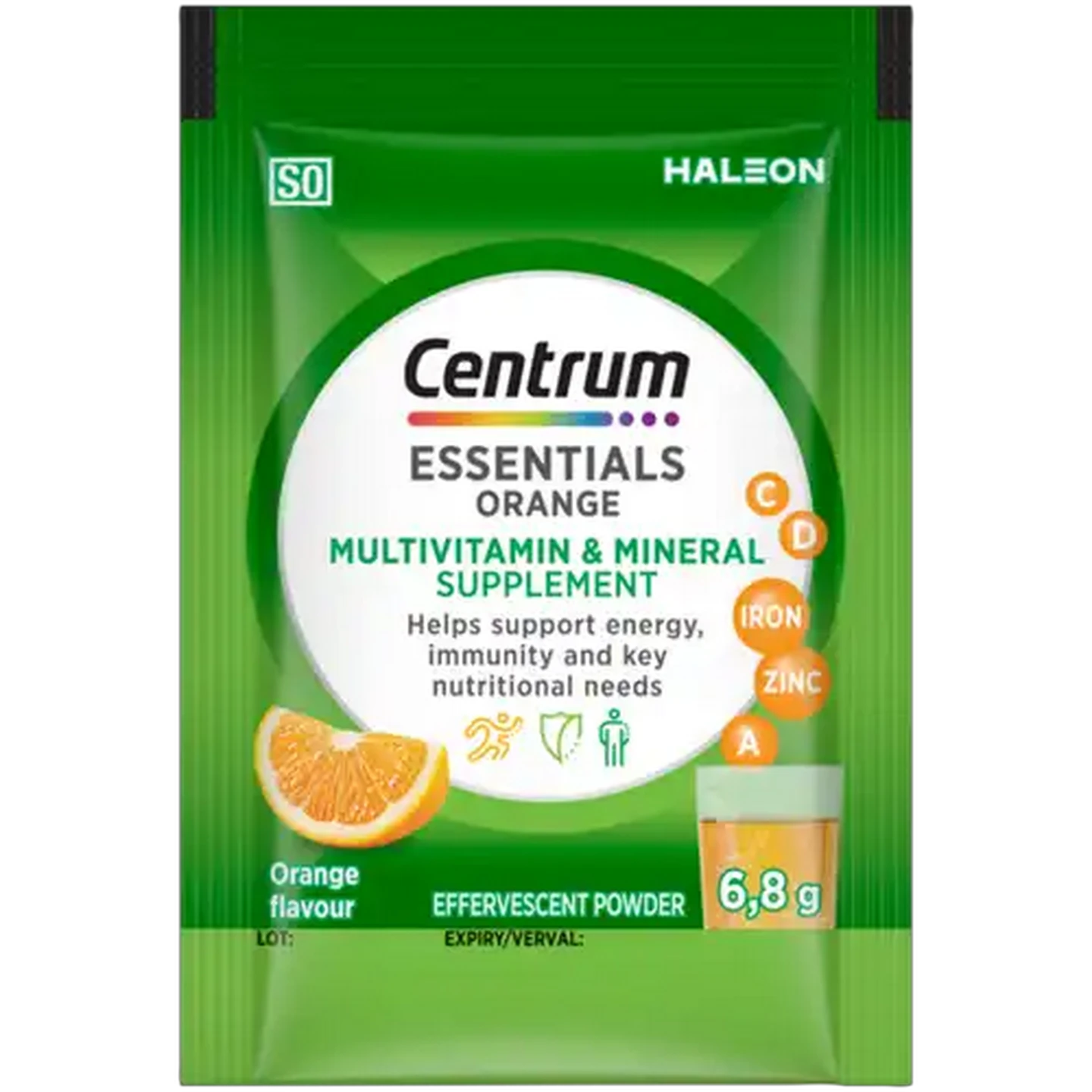 Image of Centrum Orange Flavour Essentials Multivitamin & Mineral Supplement Effervescent Powder 20 Pack