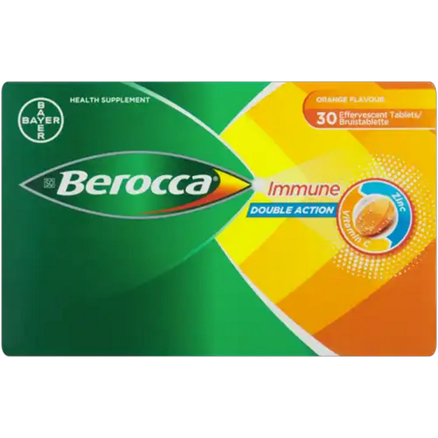 Image of Berocca Orange Flavour Immune Double Action Effervescent Tablets 30 Pack