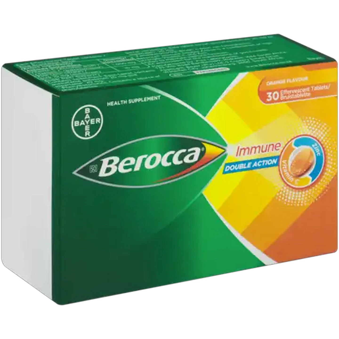 Image of Berocca Orange Flavour Immune Double Action Effervescent Tablets 30 Pack