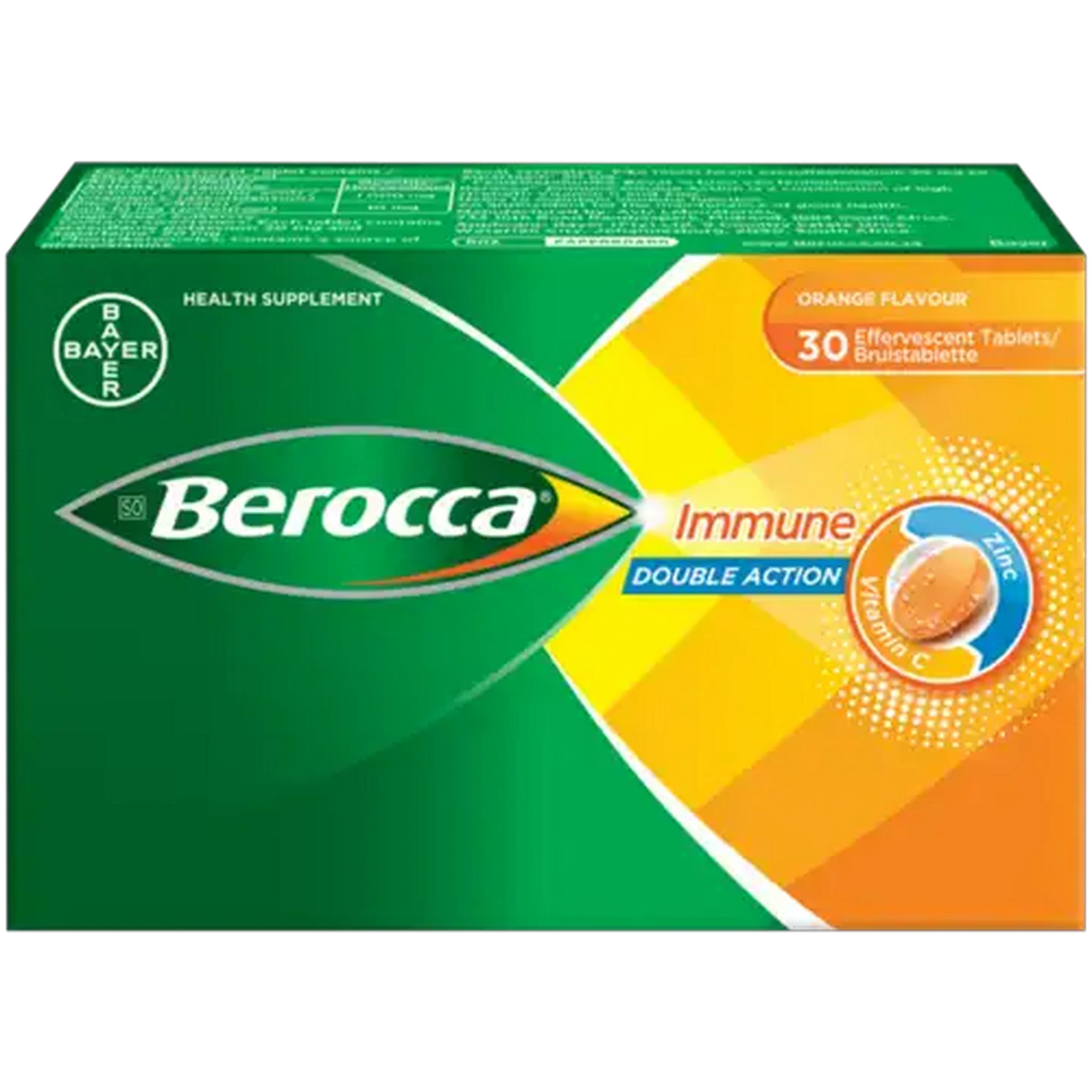 Image of Berocca Orange Flavour Immune Double Action Effervescent Tablets 30 Pack