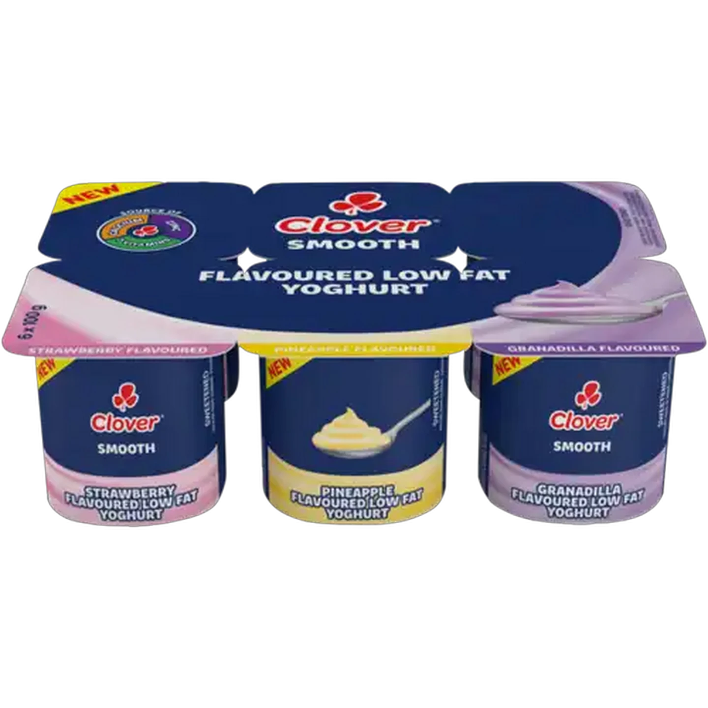 Image of Clover Assorted Smooth Low Fat Yoghurt 6 x 100g