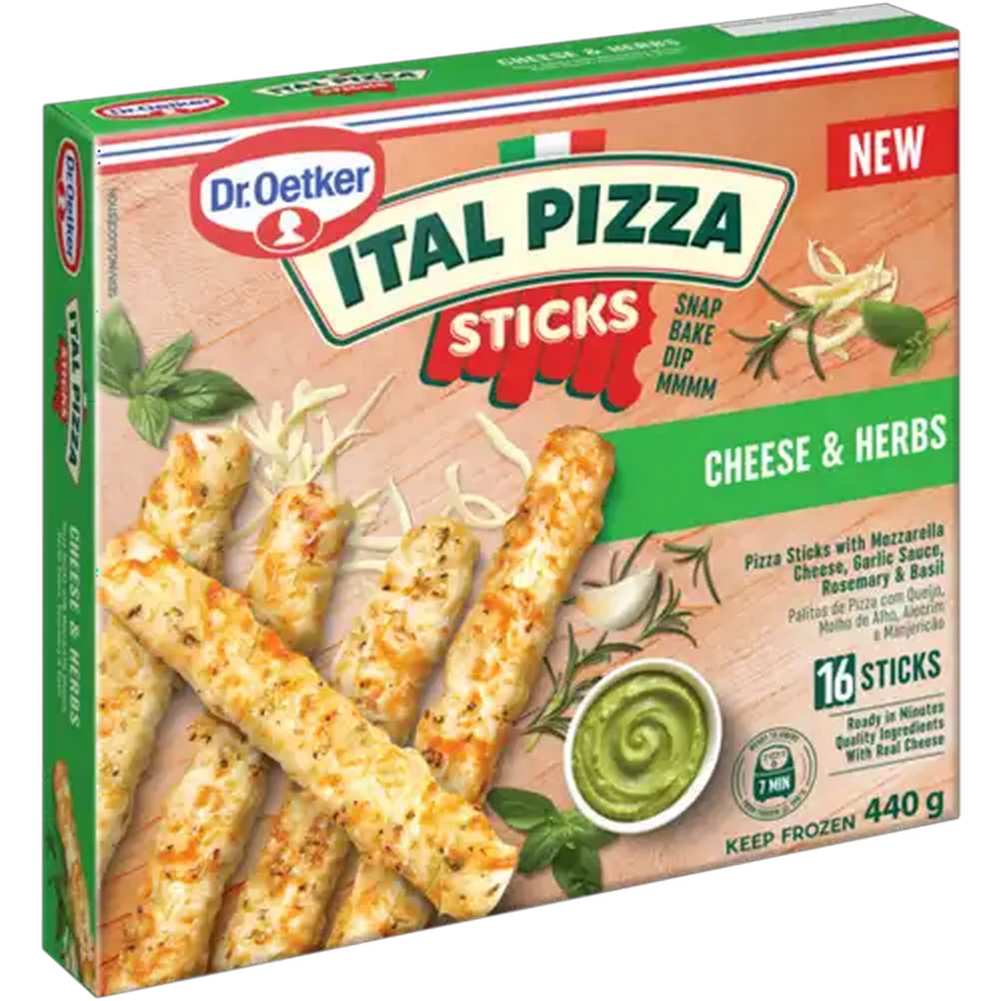 Image of Dr. Oetker Ital Pizza Frozen Cheese & Herbs Pizza Sticks 16 Pack