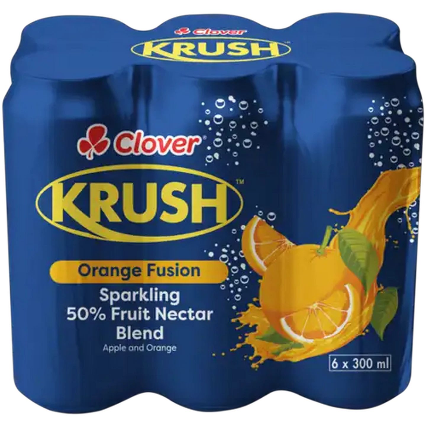 Image of Clover Krush Orange Fusion Sparkling 50% Fruit Nectar Blend 6 x 300ml