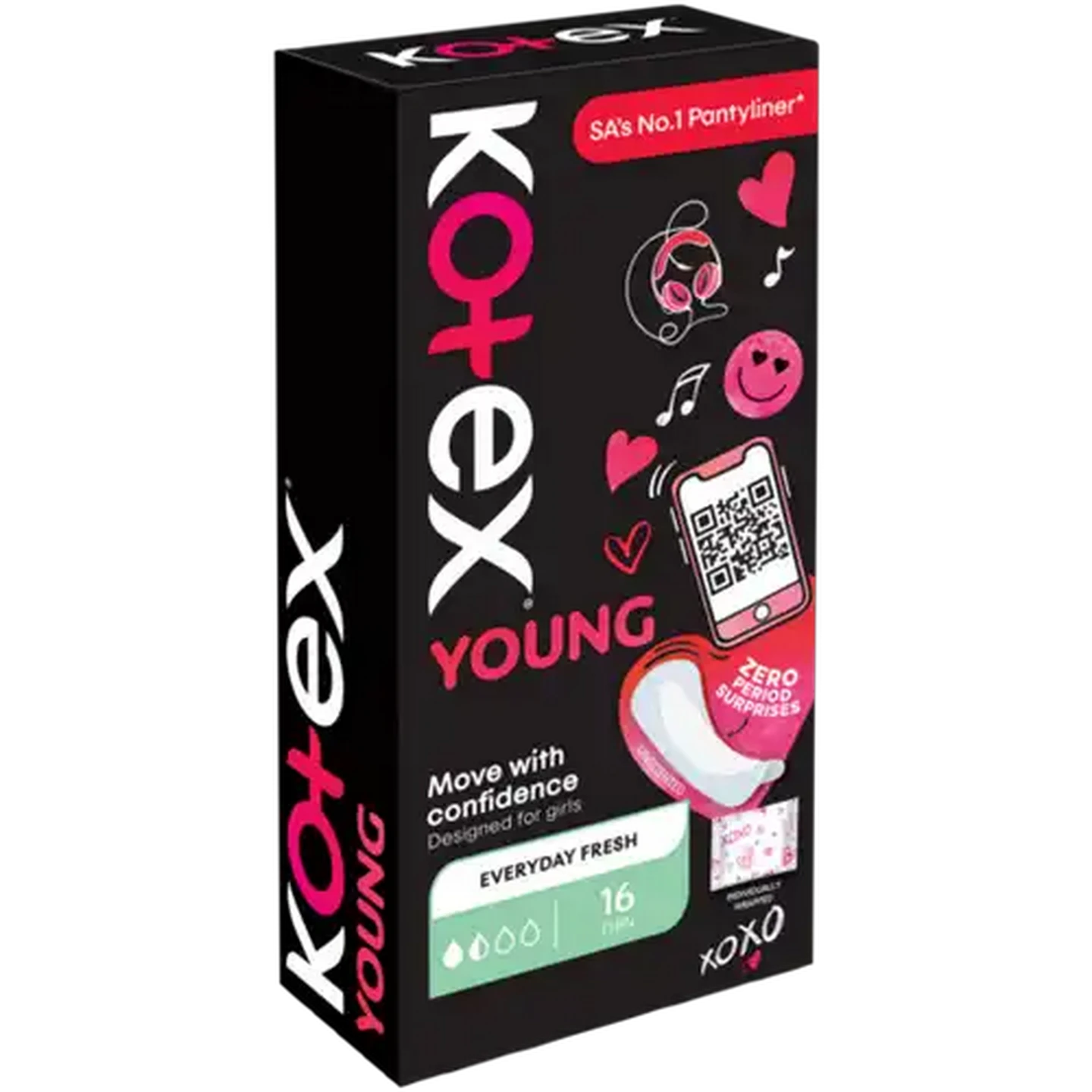 Image of Kotex Young Thin Unscented Pantyliner 16 Pack