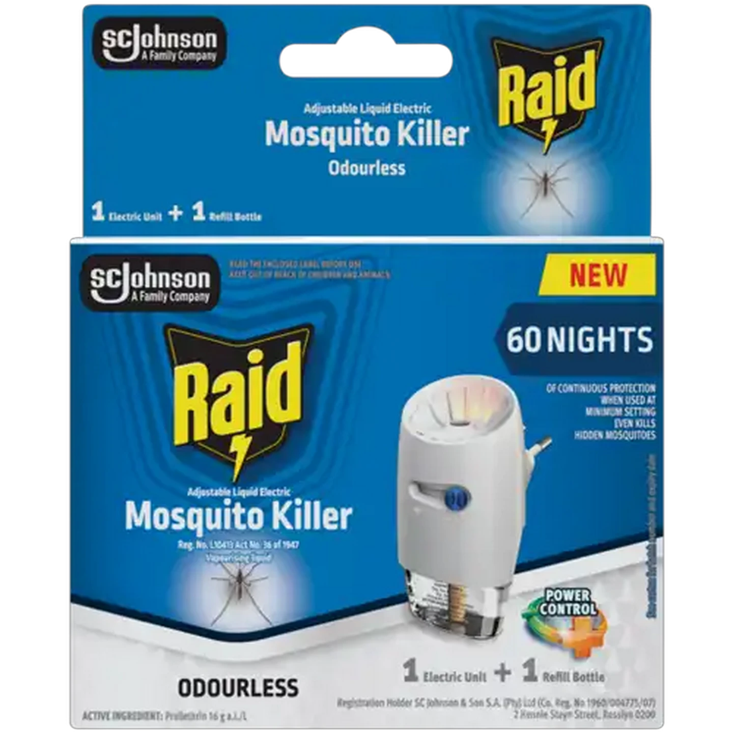 Image of Raid Adjustable Liquid Electric Odourless Mosquito Killer Unit & Refill 2 Piece