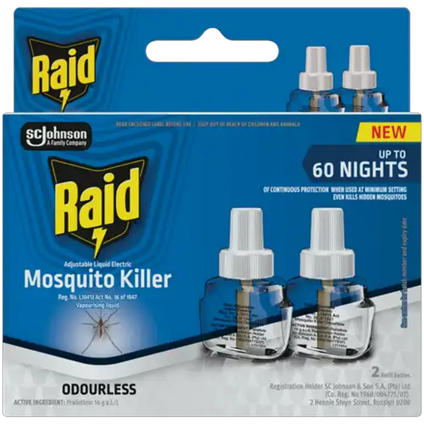 Image of Raid Adjustable Liquid Electric Odourless Mosquito Killer Refill 2 x 44ml