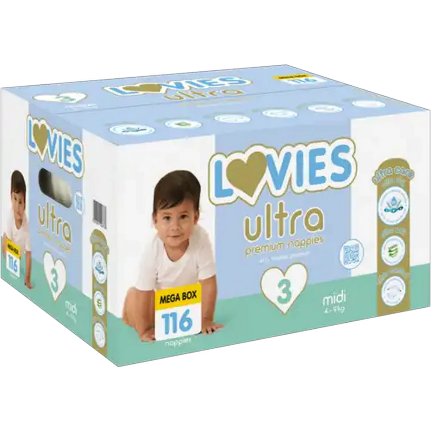 Image of Lovies Ultra Size 3 Premium Disposable Nappies 116-Pack