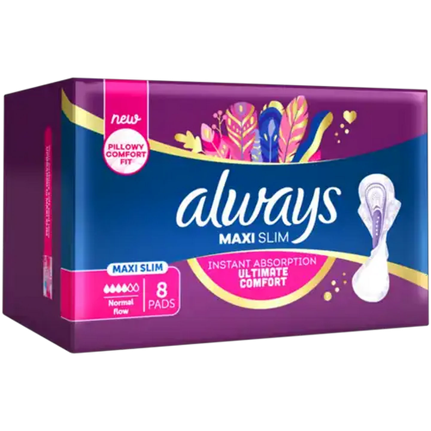 Image of Always Normal Flow Maxi Slim Sanitary Pads 8 Pack