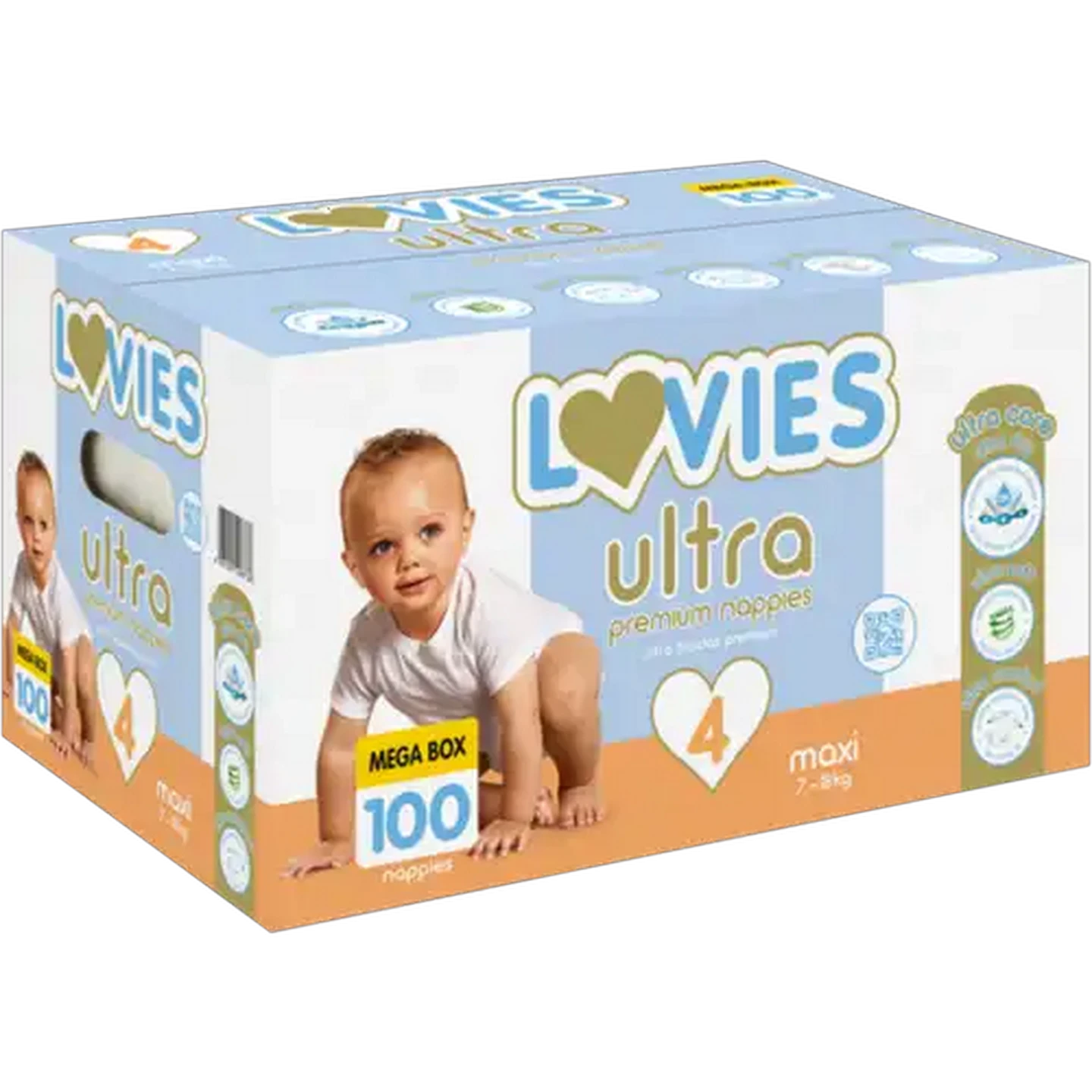 Image of Lovies Ultra Size 4 Premium Disposable Nappies 100-Pack