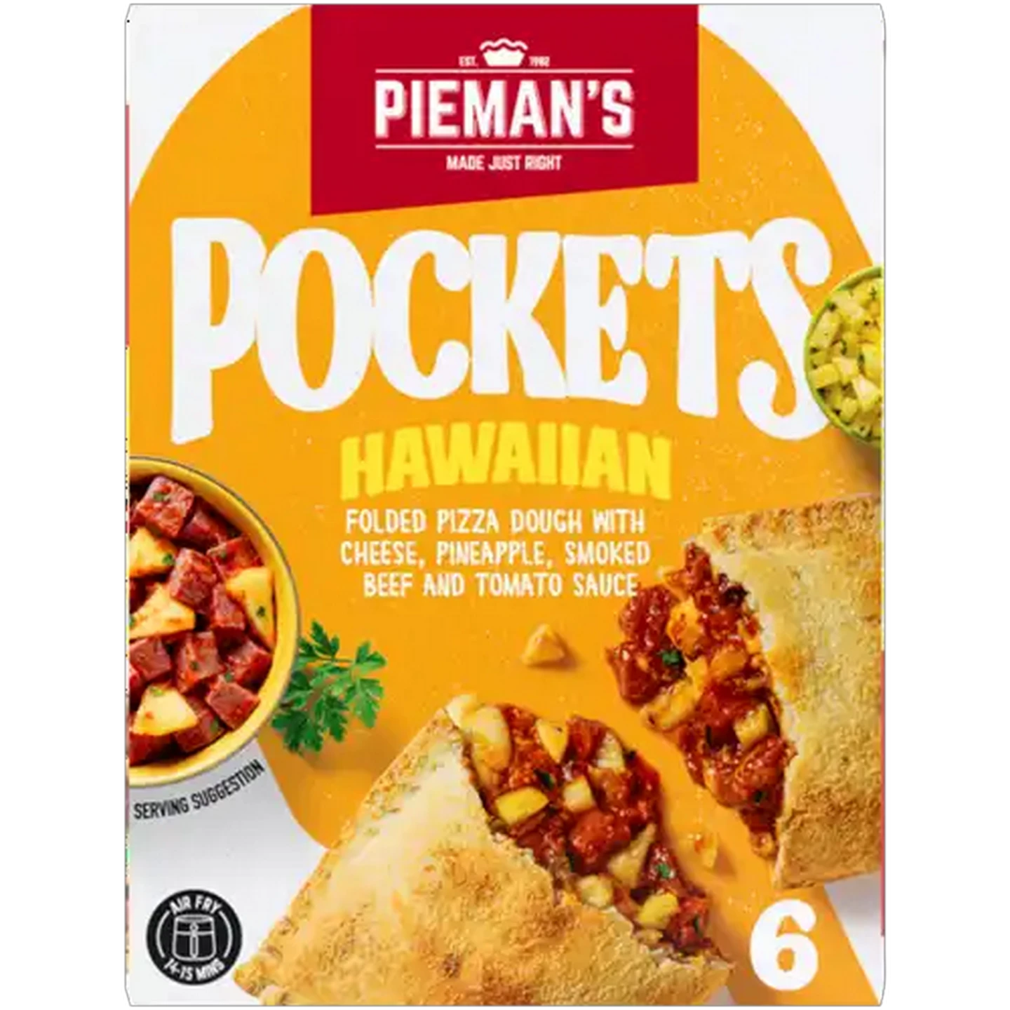 Image of PIEMAN'S Frozen Hawaiian Pizza Pockets 6 x 130g