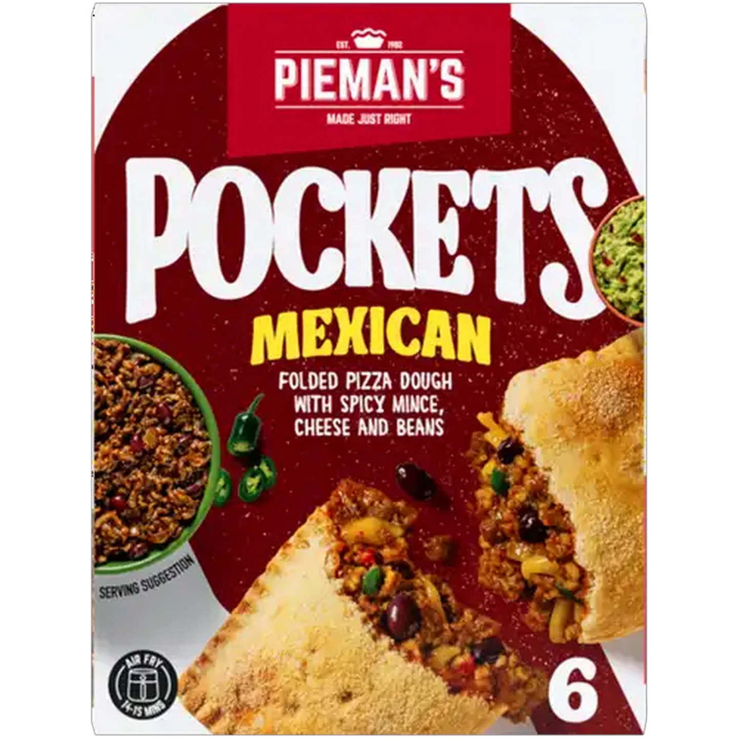 Image of PIEMAN'S Frozen Mexican Pizza Pockets 6 x 130g