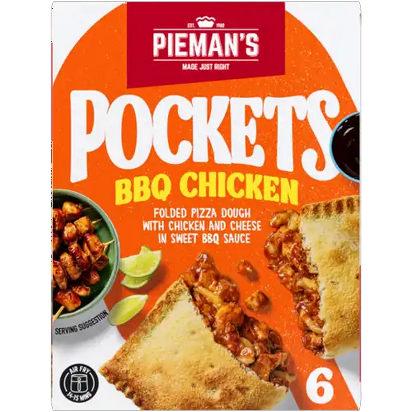 Image of PIEMAN'S Frozen BBQ Chicken Pizza Pockets 6 x 130g