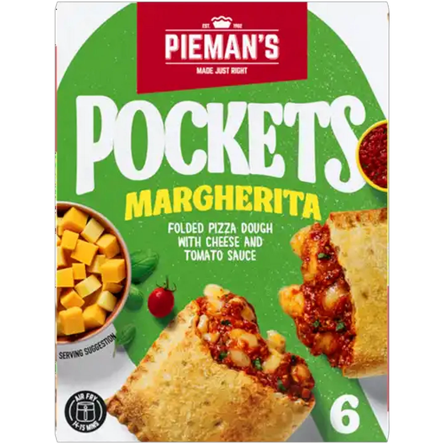 Image of PIEMAN'S Frozen Margherita Pizza Pockets 6 x 130g
