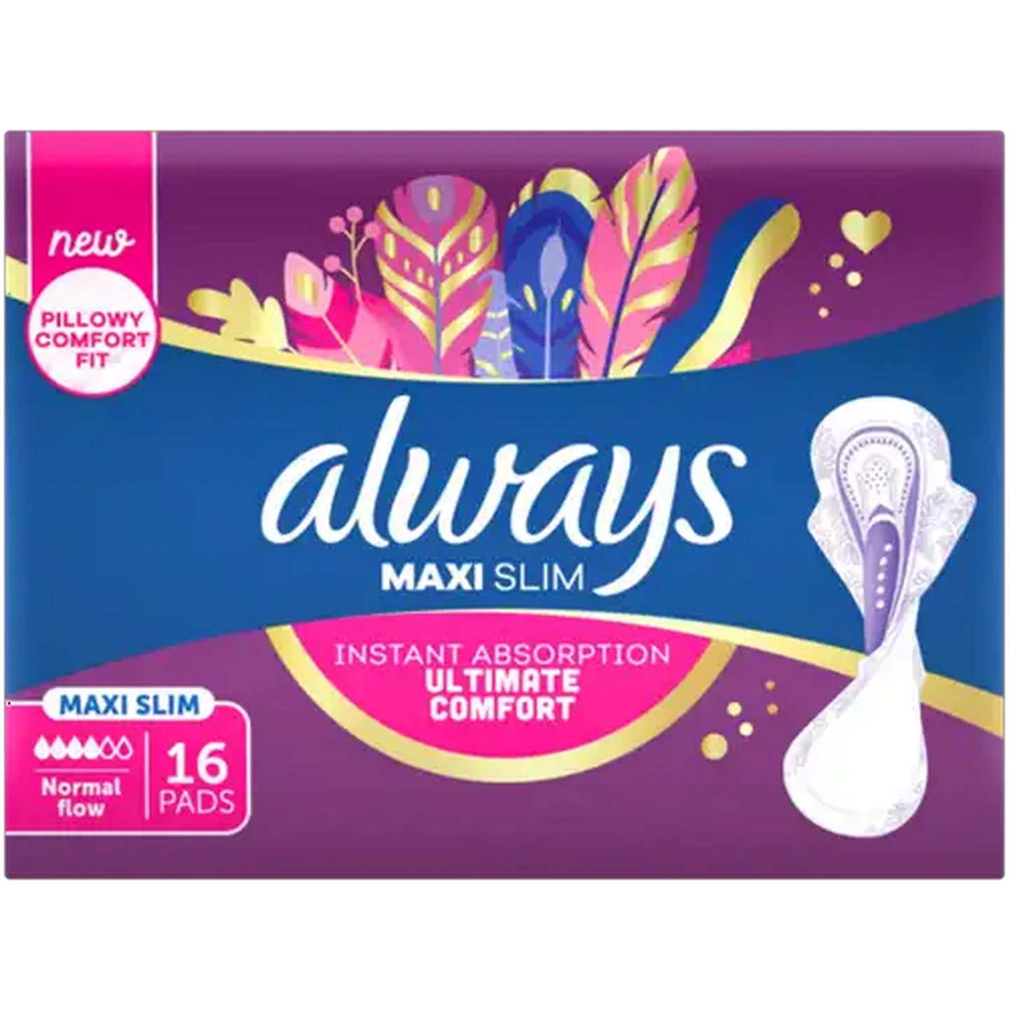 Image of Always Normal Flow Maxi Slim Sanitary Pads 16 Pack