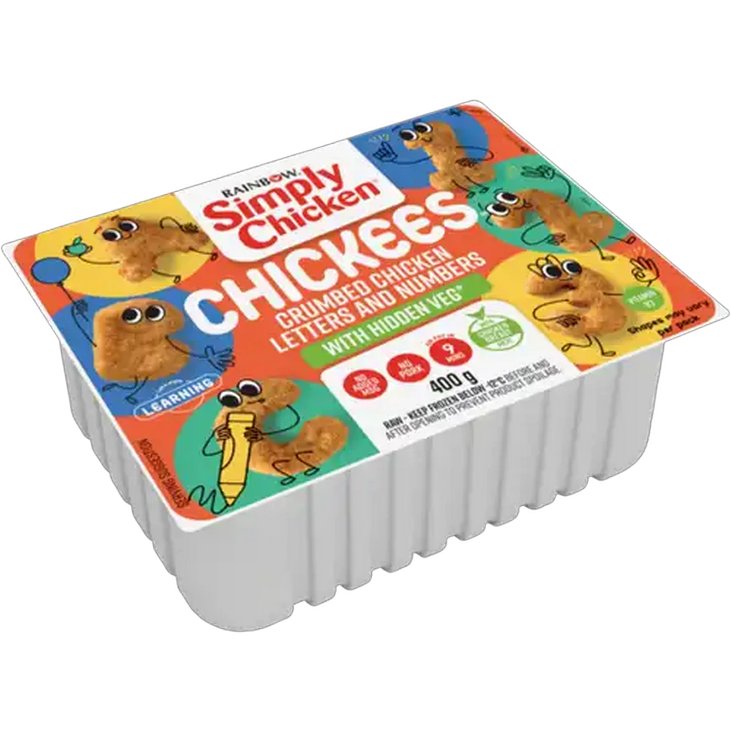 Image of RAINBOW Simply Chicken Frozen Chickees Crumbed Chicken Letters and Numbers 400g