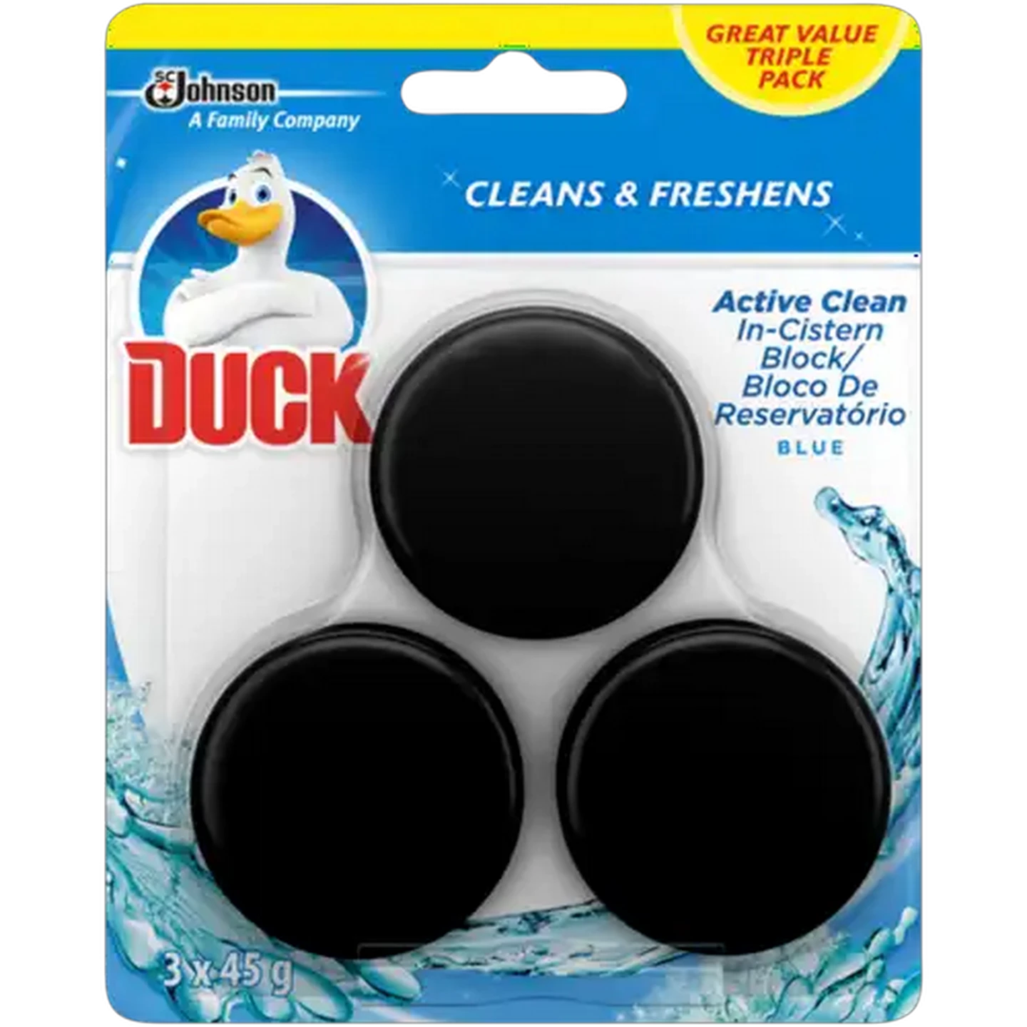 Image of Duck Active Clean Blue In-Cistern Block 3 x 45g