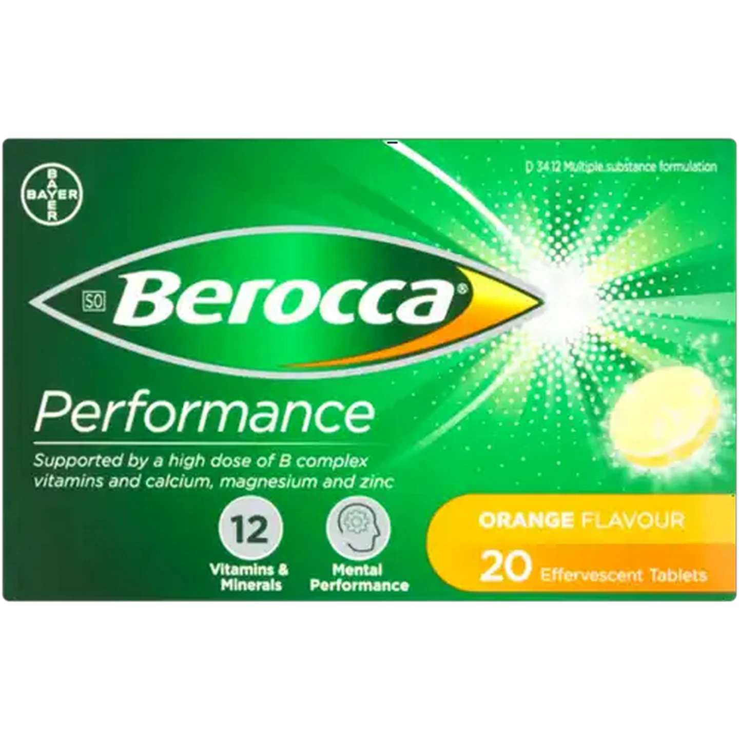 Image of Berocca Performance Orange Flavour Effervescent Tablets 20 Pack