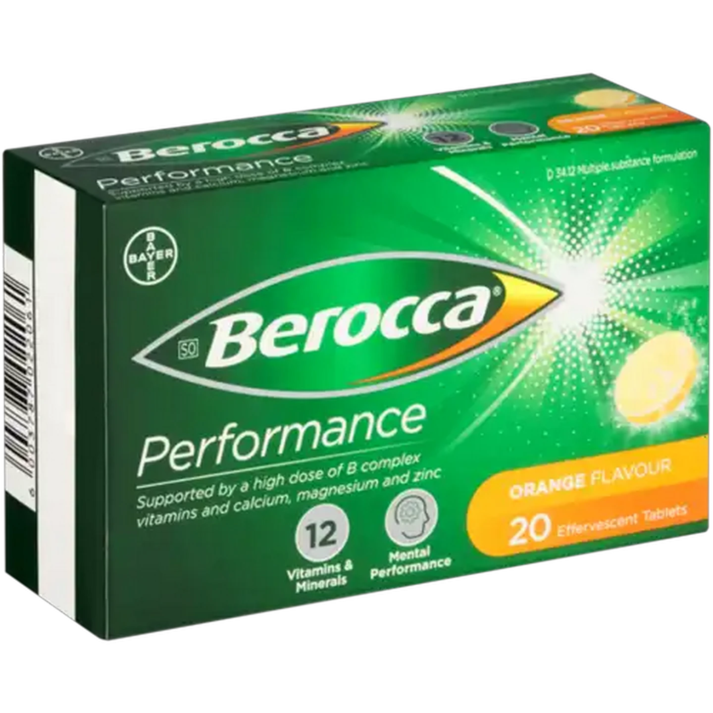 Image of Berocca Performance Orange Flavour Effervescent Tablets 20 Pack