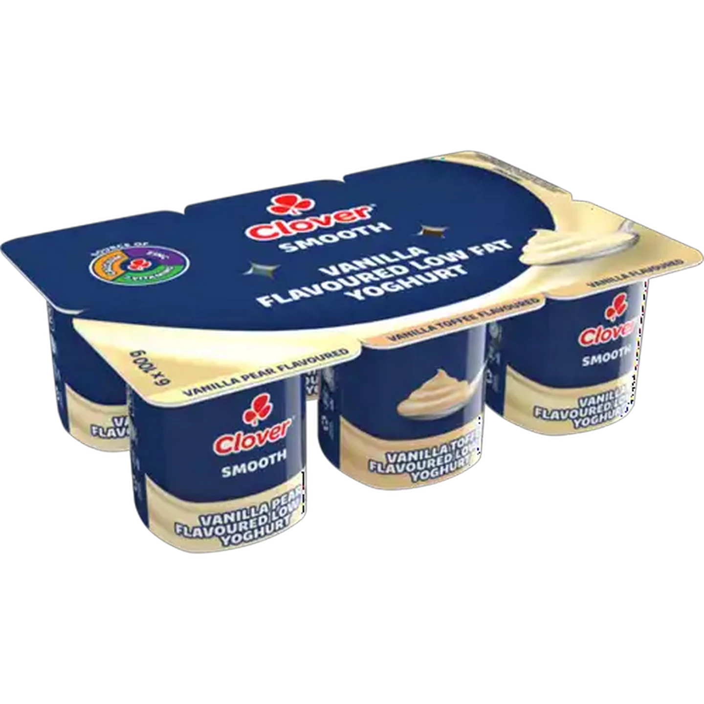 Image of Clover Assorted Smooth Low Fat Yoghurt 6 x 100g
