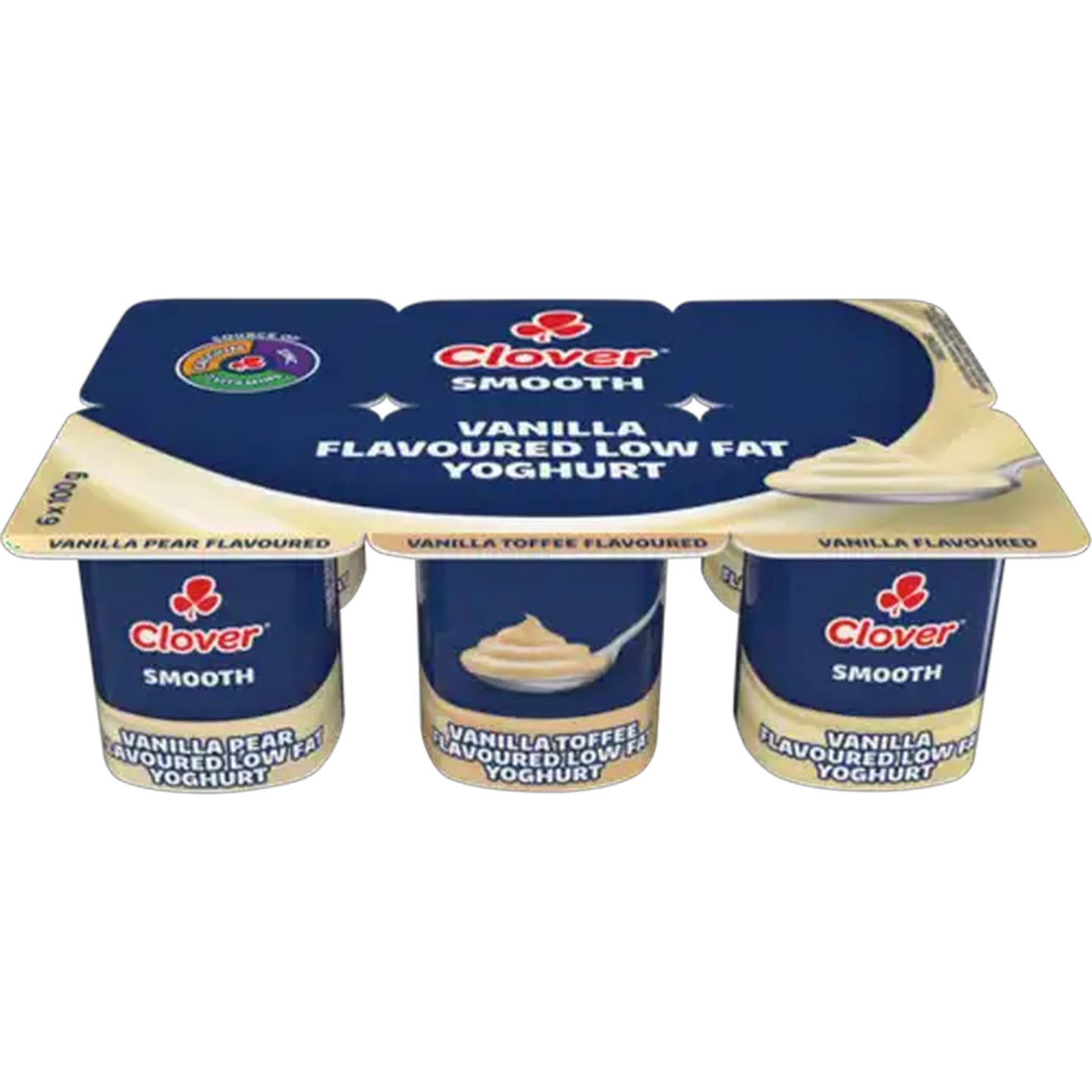Image of Clover Assorted Smooth Low Fat Yoghurt 6 x 100g