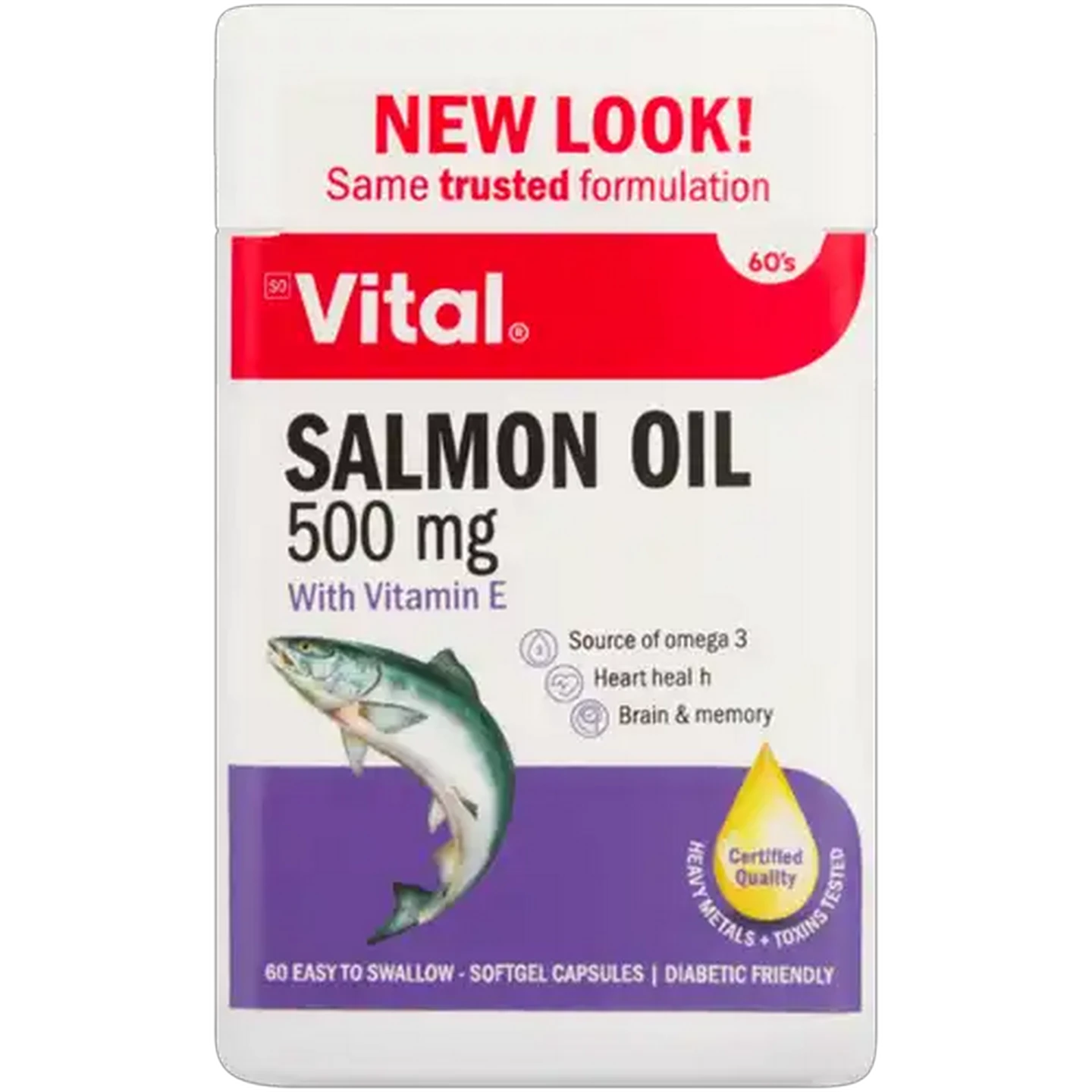 Image of Vital Salmon Oil Softgel Capsules 60 Pack