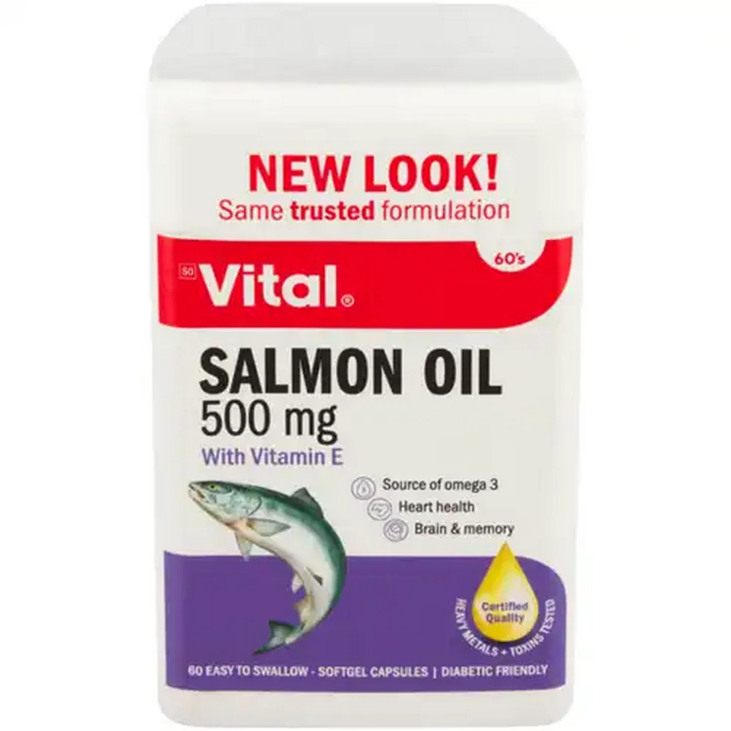 Image of Vital Salmon Oil Softgel Capsules 60 Pack