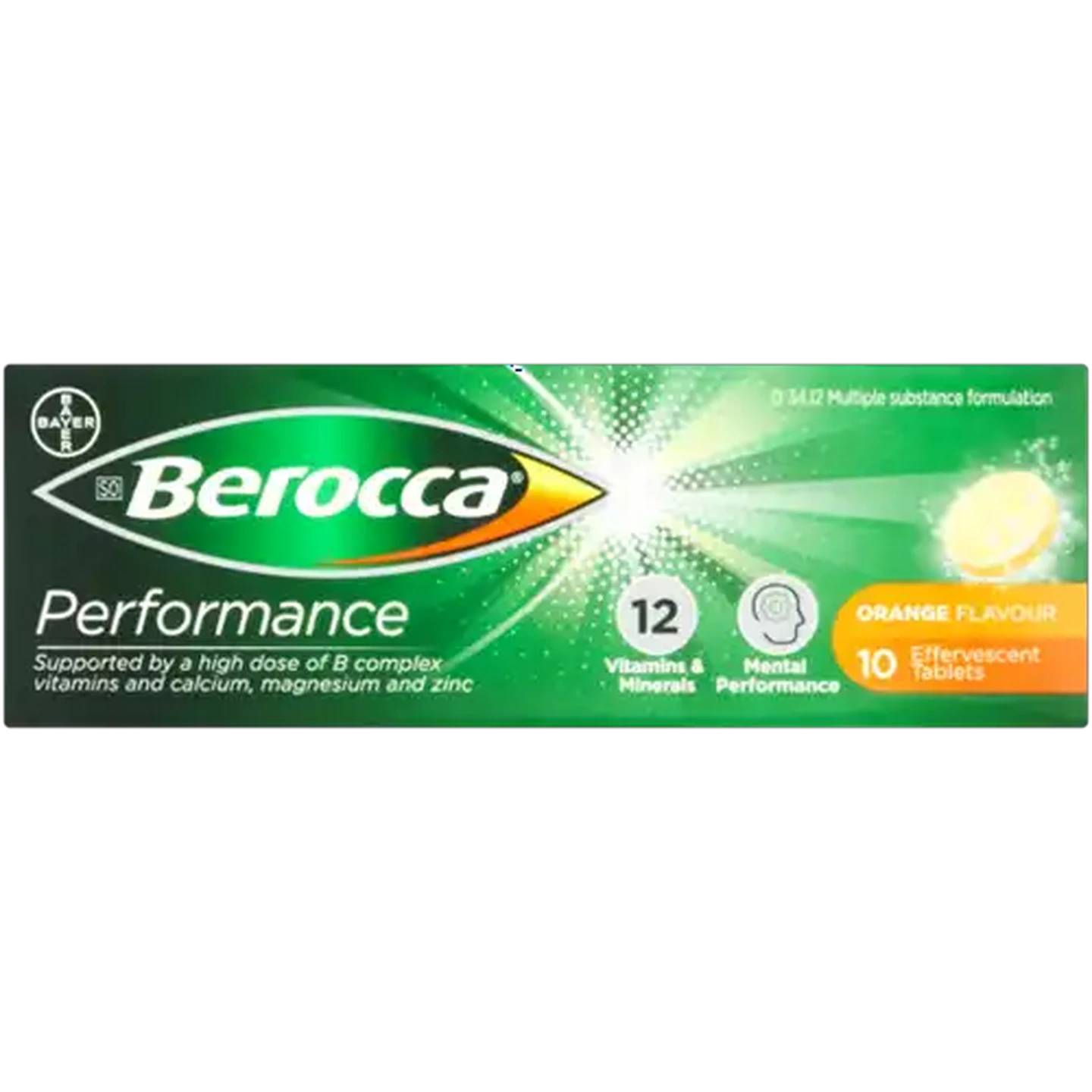 Image of Berocca Orange Flavoured Performance Effervescent Tablets 10 Pack