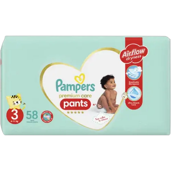 Pampers Premium Care Size 3 Disposable Nappy Pants 58 Pack