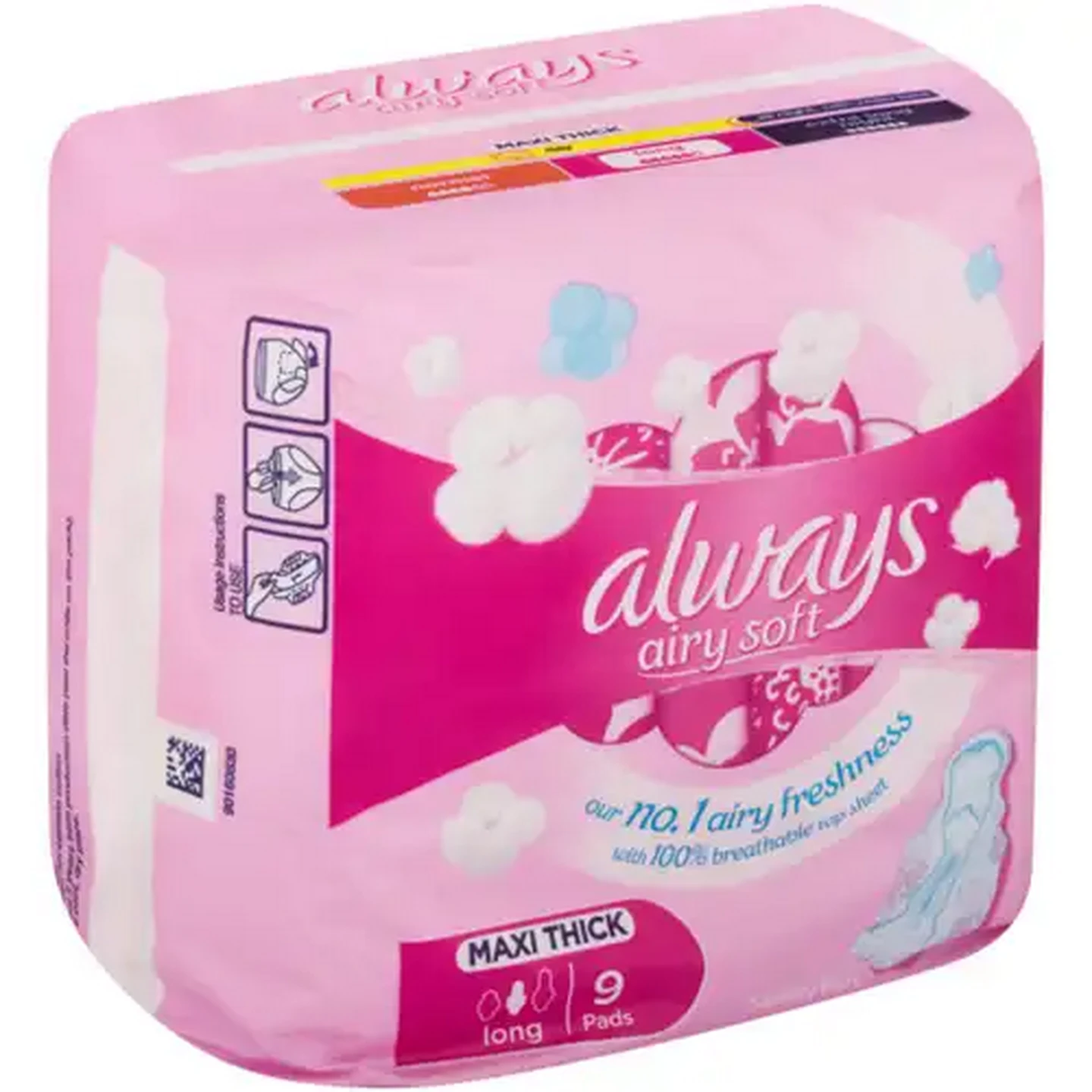 Image of Always Airy Soft Long Maxi Thick Sanitary Pads 9 Pack