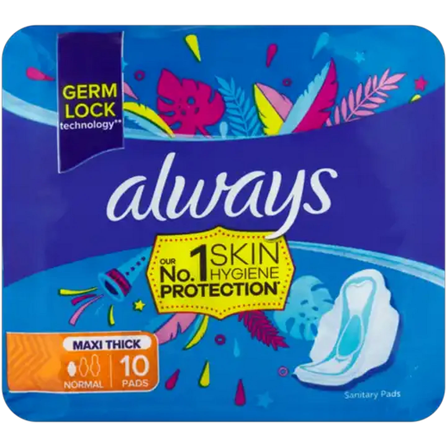 Image of Always Normal Maxi Thick Sanitary Pads with Wings 10 Pack