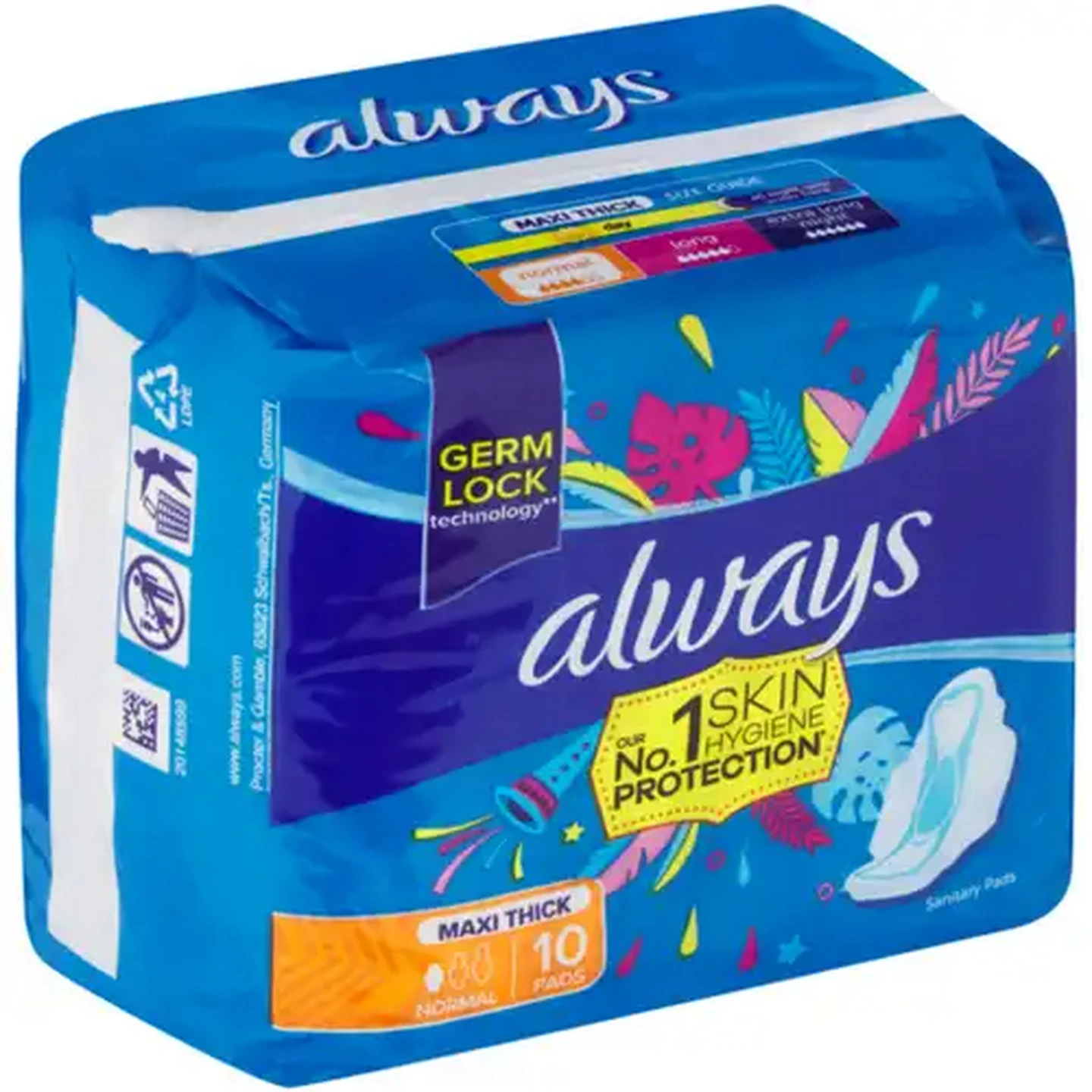 Image of Always Normal Maxi Thick Sanitary Pads with Wings 10 Pack