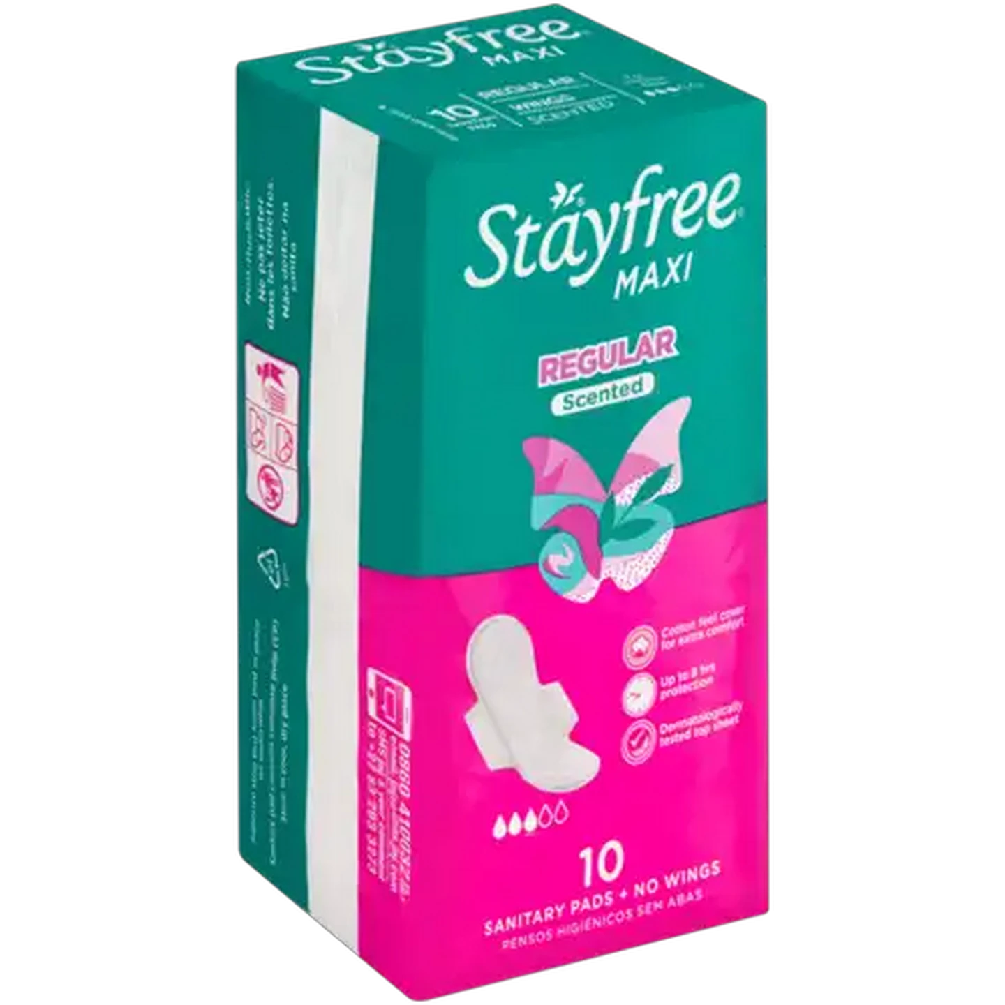 Image of Stayfree Maxi Regular Scented Sanitary Pads With Wings 10 Pack