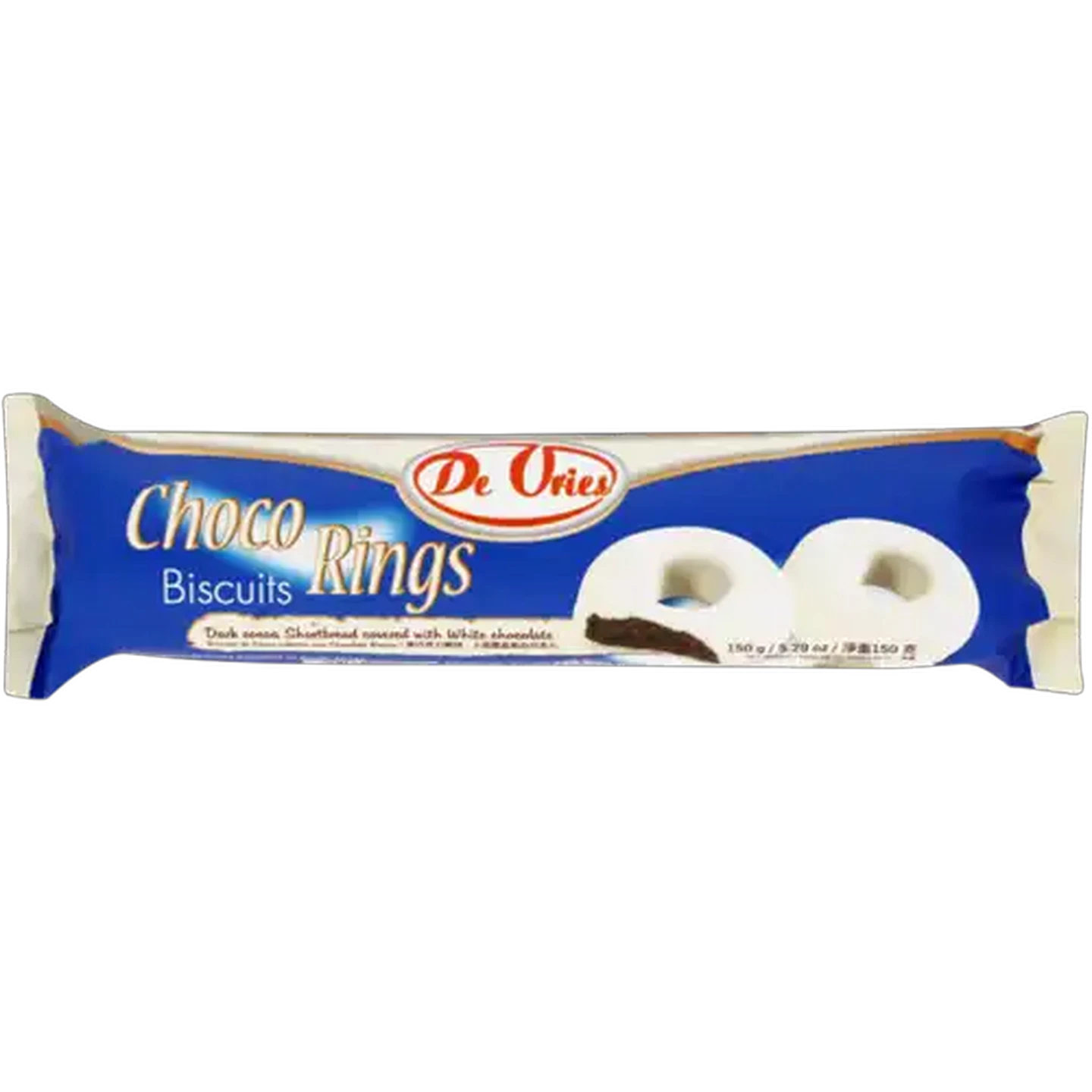 Image of De Vries White Chocolate Choco Rings Biscuits 150g