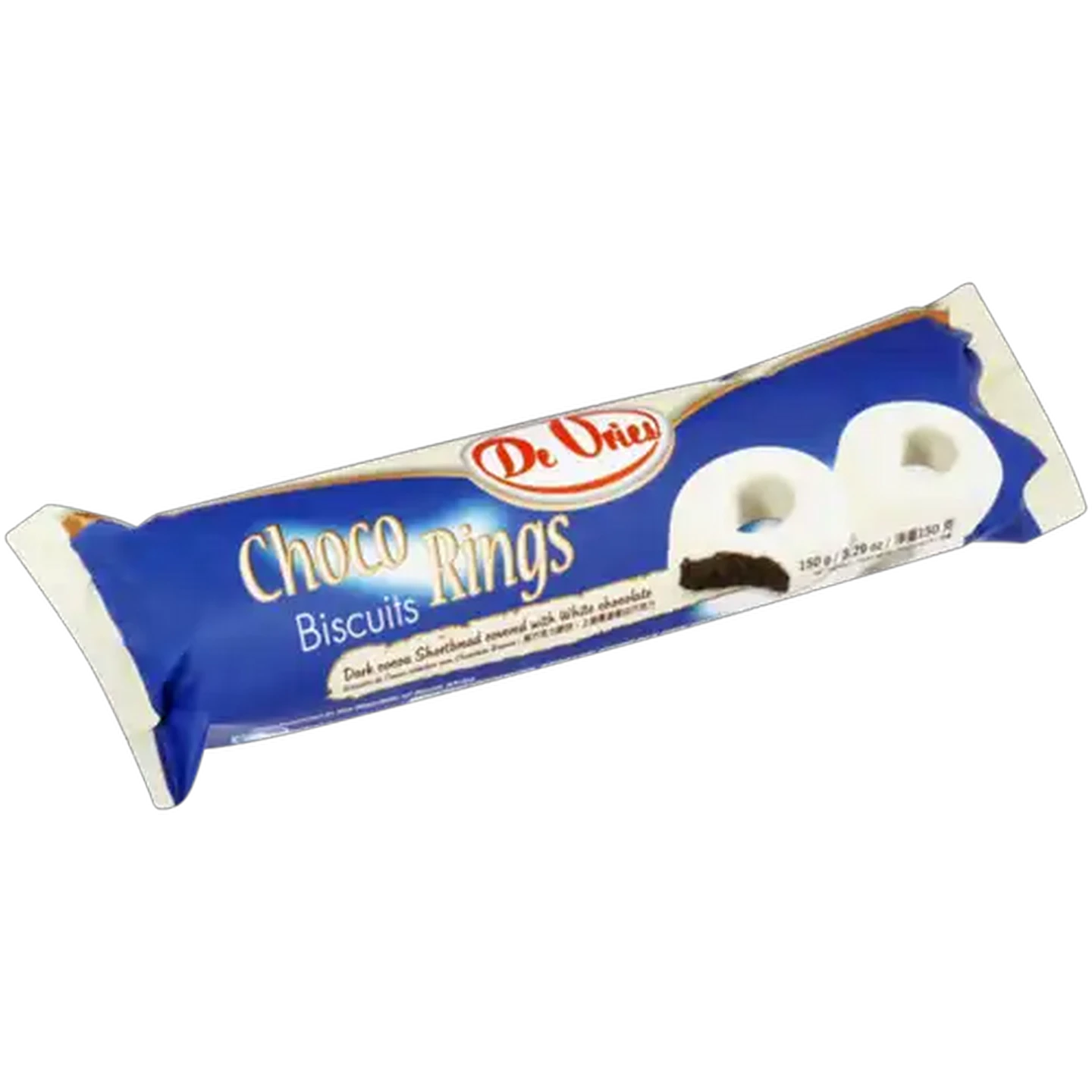 Image of De Vries White Chocolate Choco Rings Biscuits 150g