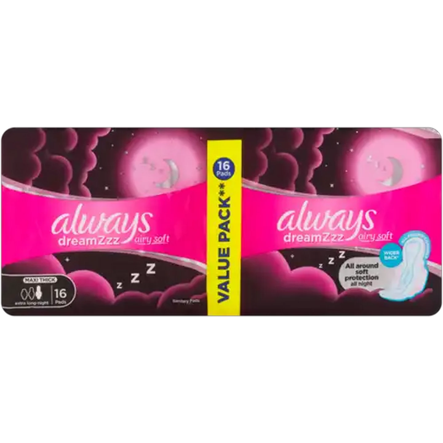 Image of Always Dreamzzz Extra Long Night Maxi Thick Sanitary Pads 16 Pack