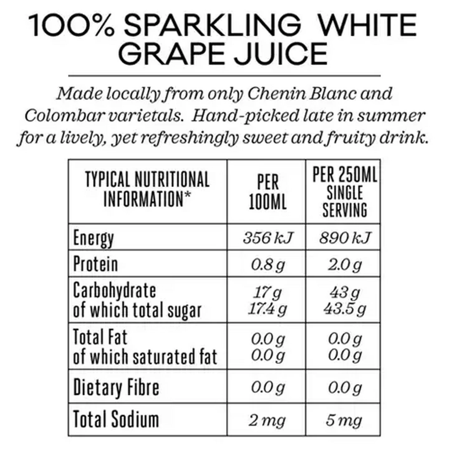 Image of Forage And Feast Sparkling 100% White Grape Juice Bottle 750ml