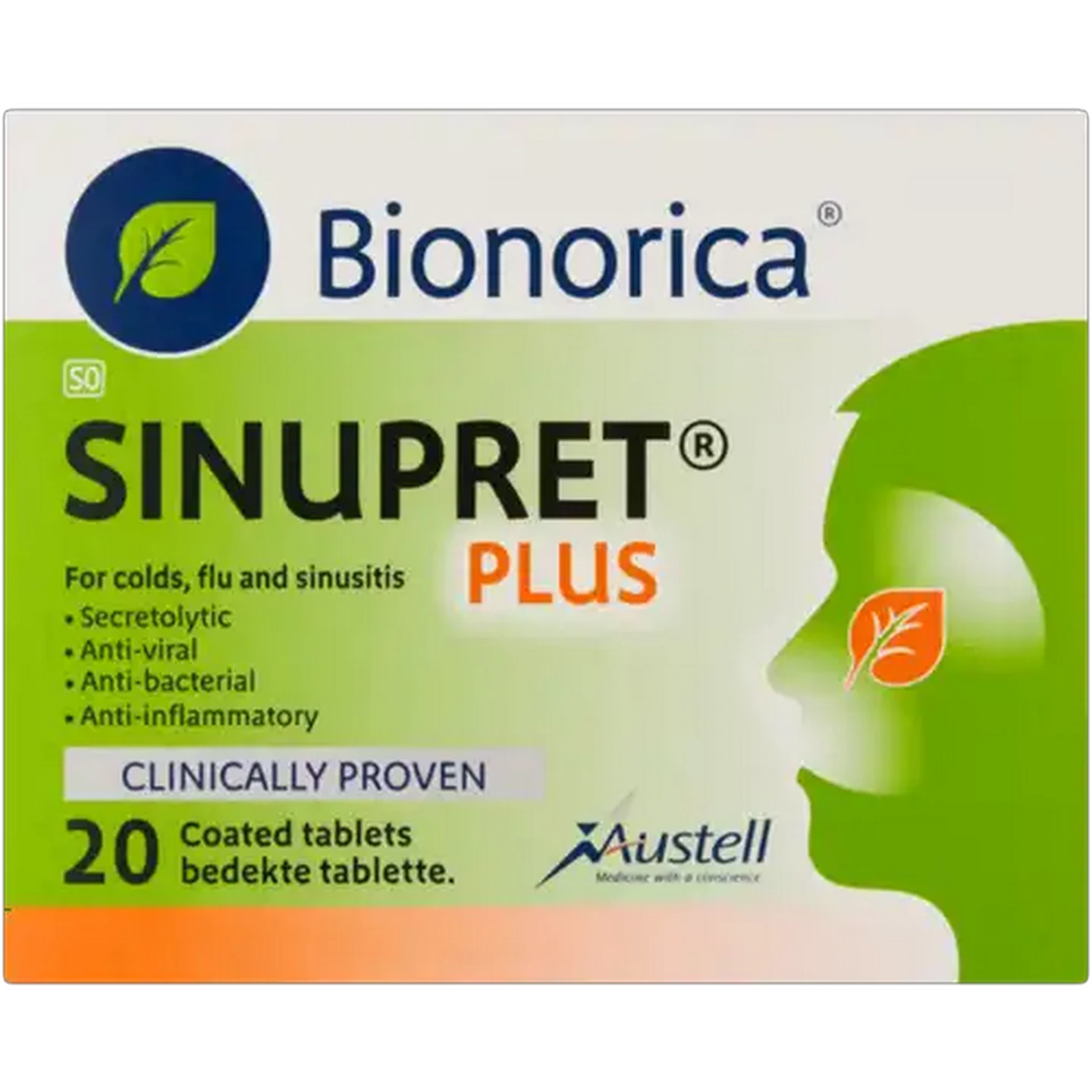 Image of Sinupret Plus Colds, Flu & Sinusitis Tablets 20 Pack