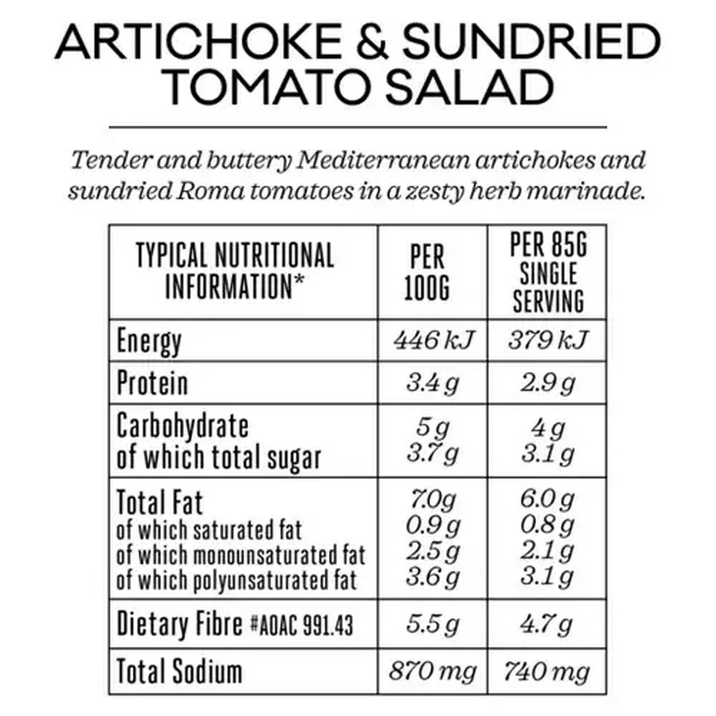 Image of Forage And Feast Artichoke & Sundried Tomato Salad 190g